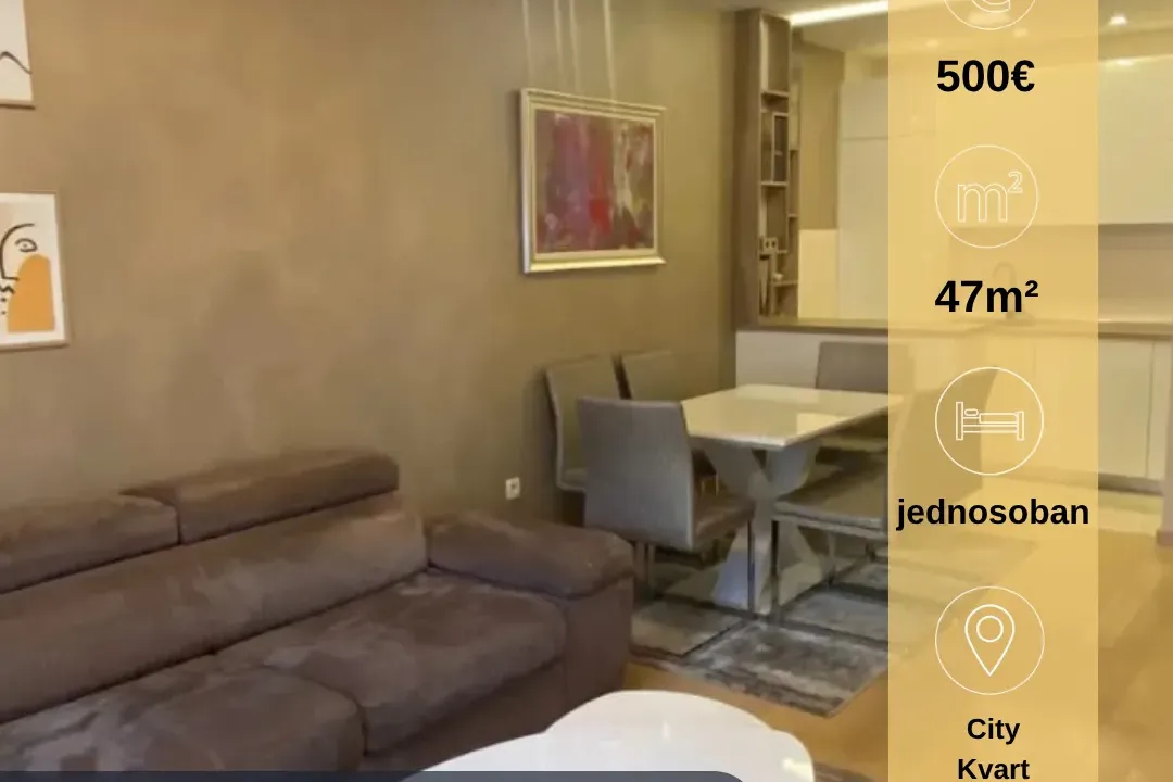 Rent, one bedroom apartment, 47m², City Kvart, Podgorica