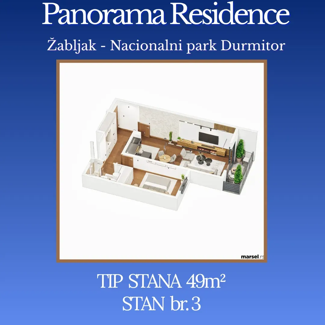 Prodaja, dvosoban stan, 49m², Centar, Žabljak