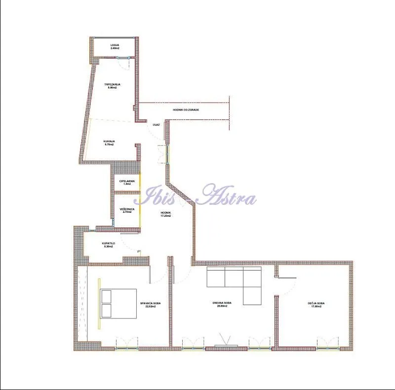 Sale, three bedroom apartment, 108m², Skadarlija, Beograd