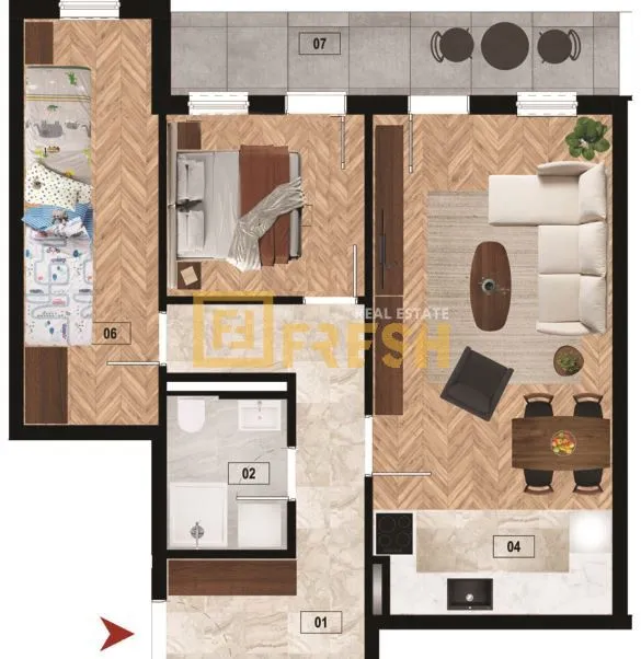 Prodaja, dvosoban stan, 61m², Zabjelo, Podgorica