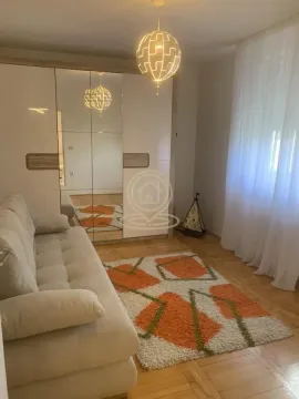 Dnevna soba sa garniturom, velikim garderoberom sa ogledalom i tepihom. - image 2