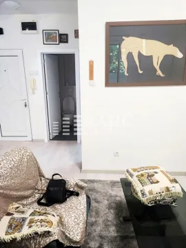 Living room with a sofa and view towards the hallway and bathroom. - image 8