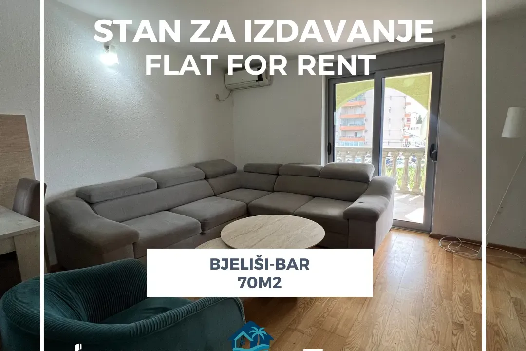 Izdavanje, dvosoban stan, 70m², Bjeliši, Bar