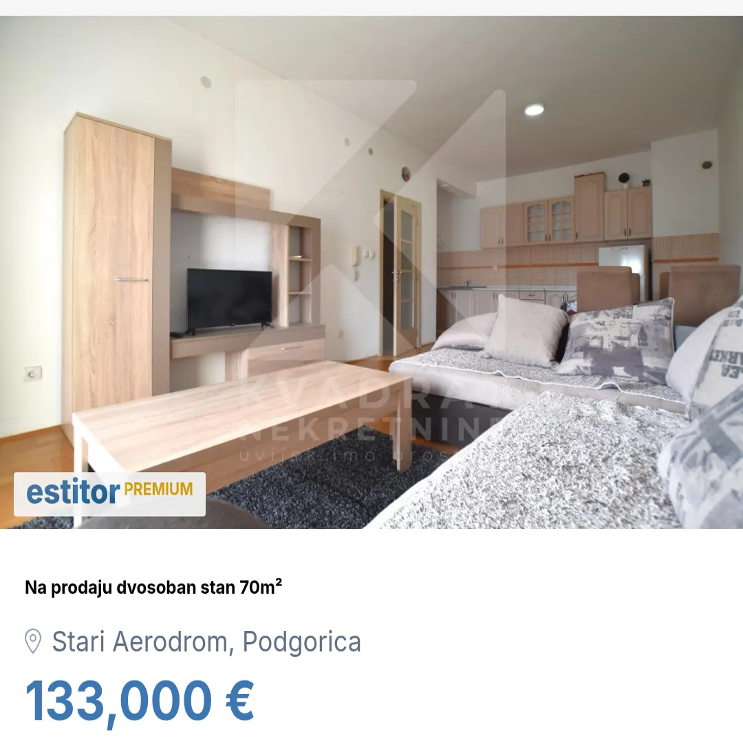 Prodaja, dvosoban stan, 70m², Stari Aerodrom, Podgorica