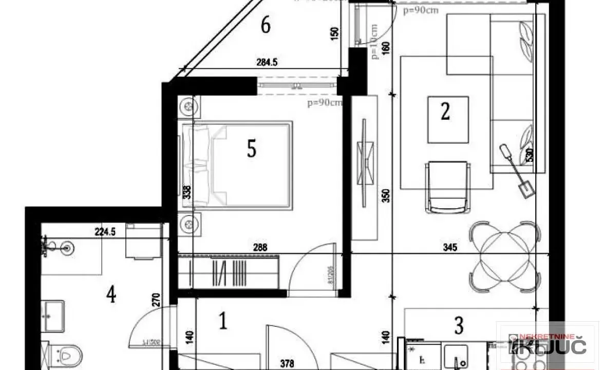 Sale, two bedroom apartment, 44m², Klisa, Novi Sad Sve Podlokacije