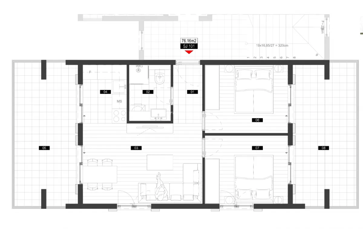 Prodaja, dvosoban stan, 76m², Mrčevac, Tivat
