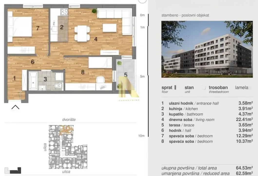 Sale, three bedroom apartment, 63m², Telep, Novi Sad Sve Podlokacije