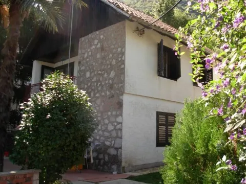 Exterior view of a two-story house with a stone facade surrounded by greenery. - image 6