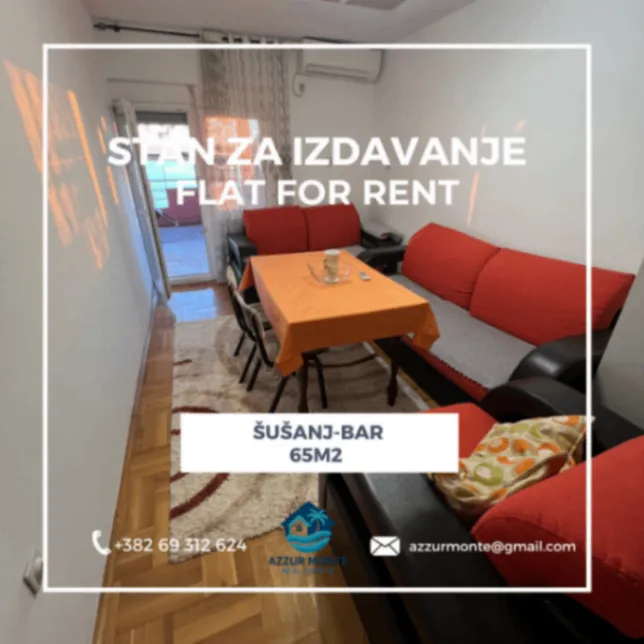 Rent, two bedroom apartment, 65m², Šušanj, Bar