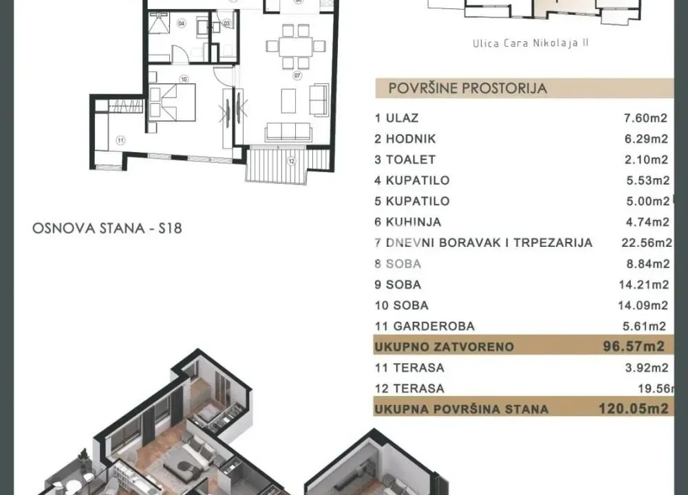 Prodaja, četvorosoban stan, 120m², Čubura, Beograd