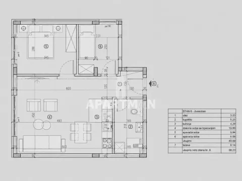 Sale, two bedroom apartment, 58m², Lekino Brdo, Voždovac Sve Podlokacije - image 3