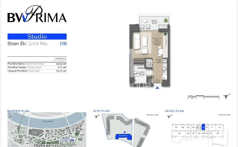Sale, one bedroom apartment, 35m², Savski Venac, Beograd