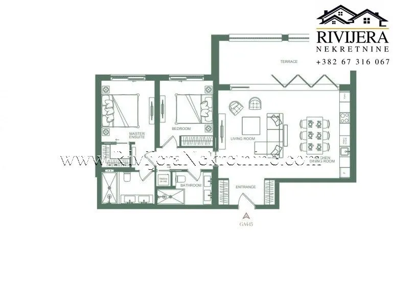 Prodaja, dvosoban stan, 88m², Tivat, Crna Gora