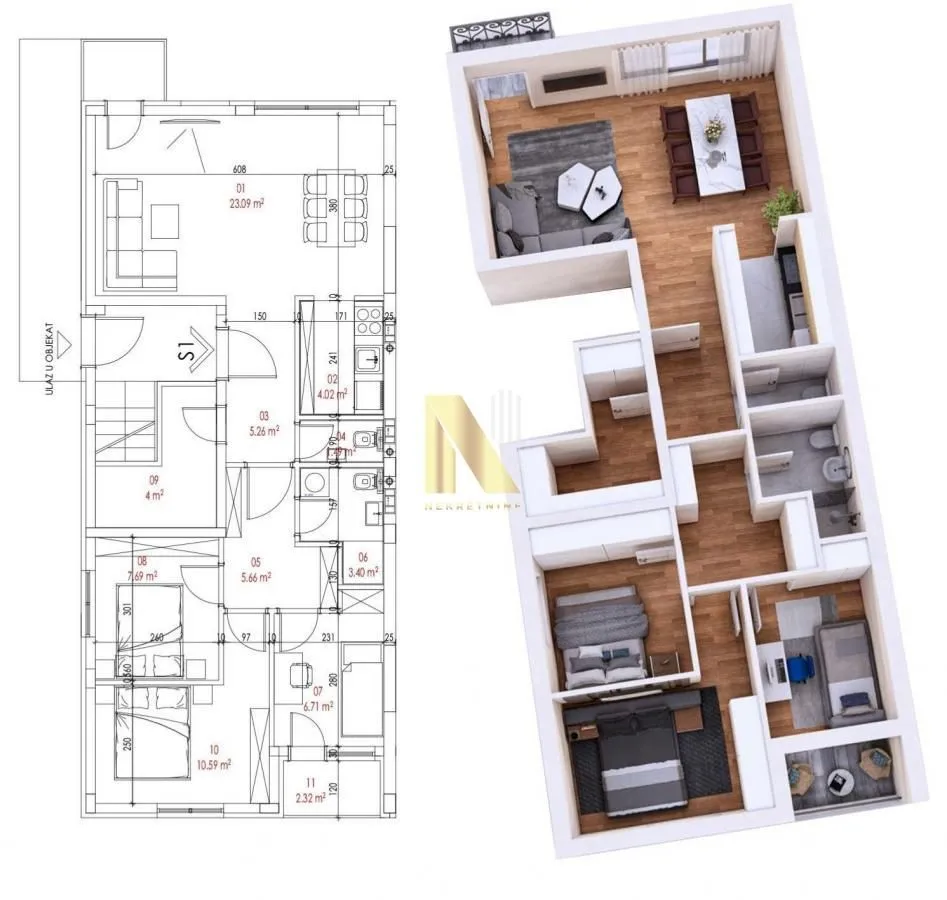 Four Bedroom Apartment for Sale, 74m2, Karagača, Petrovaradin, Novi Sad
