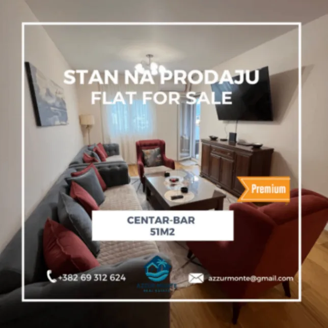Prodaja, jednosoban stan, 51m², Centar, Bar