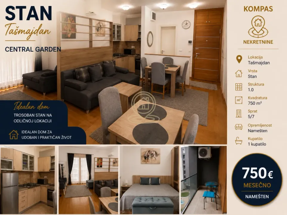 Izdavanje, jednosoban stan, 45m², Tašmajdan, Palilula Sve Podlokacije
