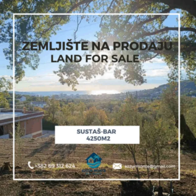 Prodaja, plac, 4250m², Bar, Crna Gora