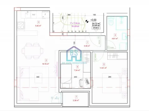 Sale, two bedroom apartment, 53m², Adice, Novi Sad Sve Podlokacije - image 2