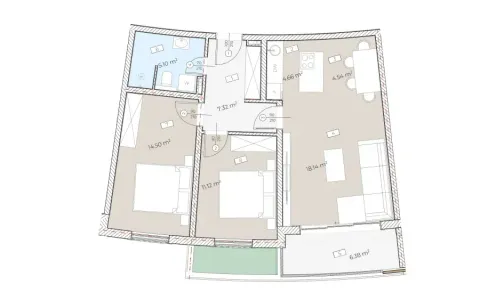 Sale, two bedroom apartment, 71m², Bečići, Budva - image 1
