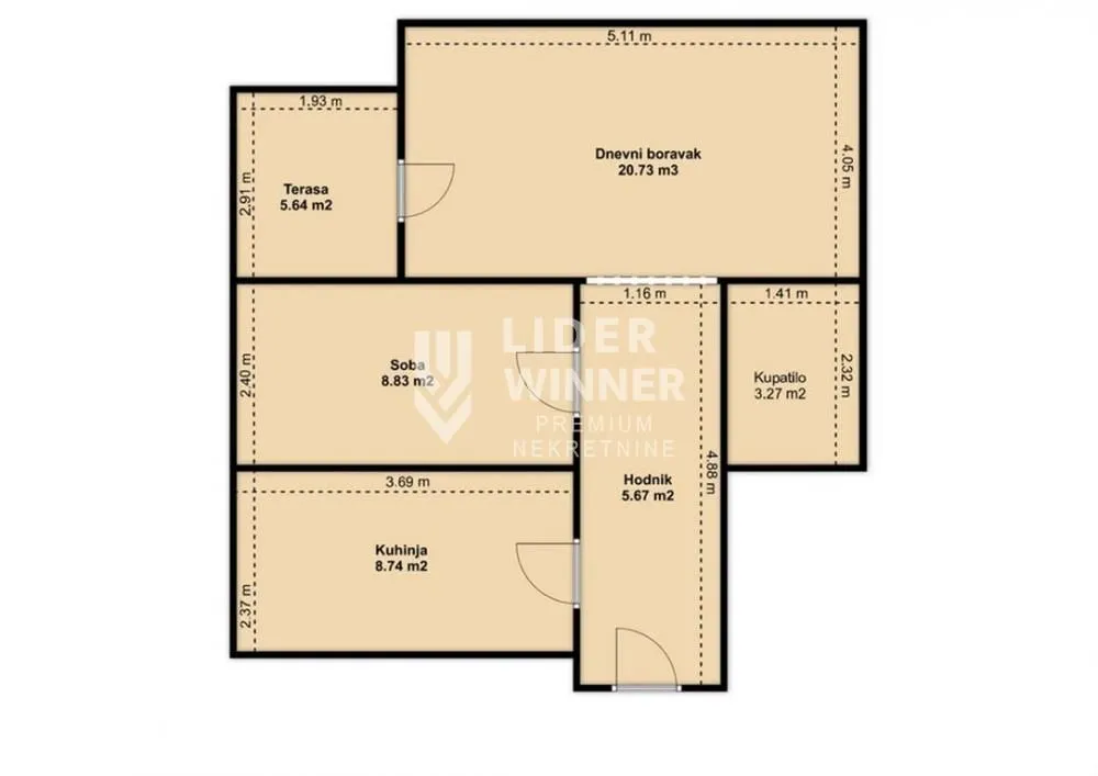 Prodaja, dvosoban stan, 51m², Vračar Sve Podlokacije, Beograd