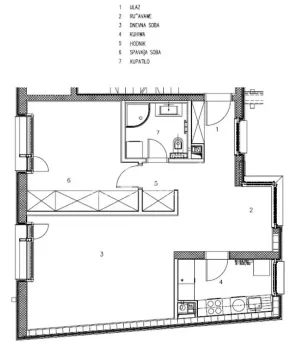 Floor plan drawing of the apartment with room layout. - image 11