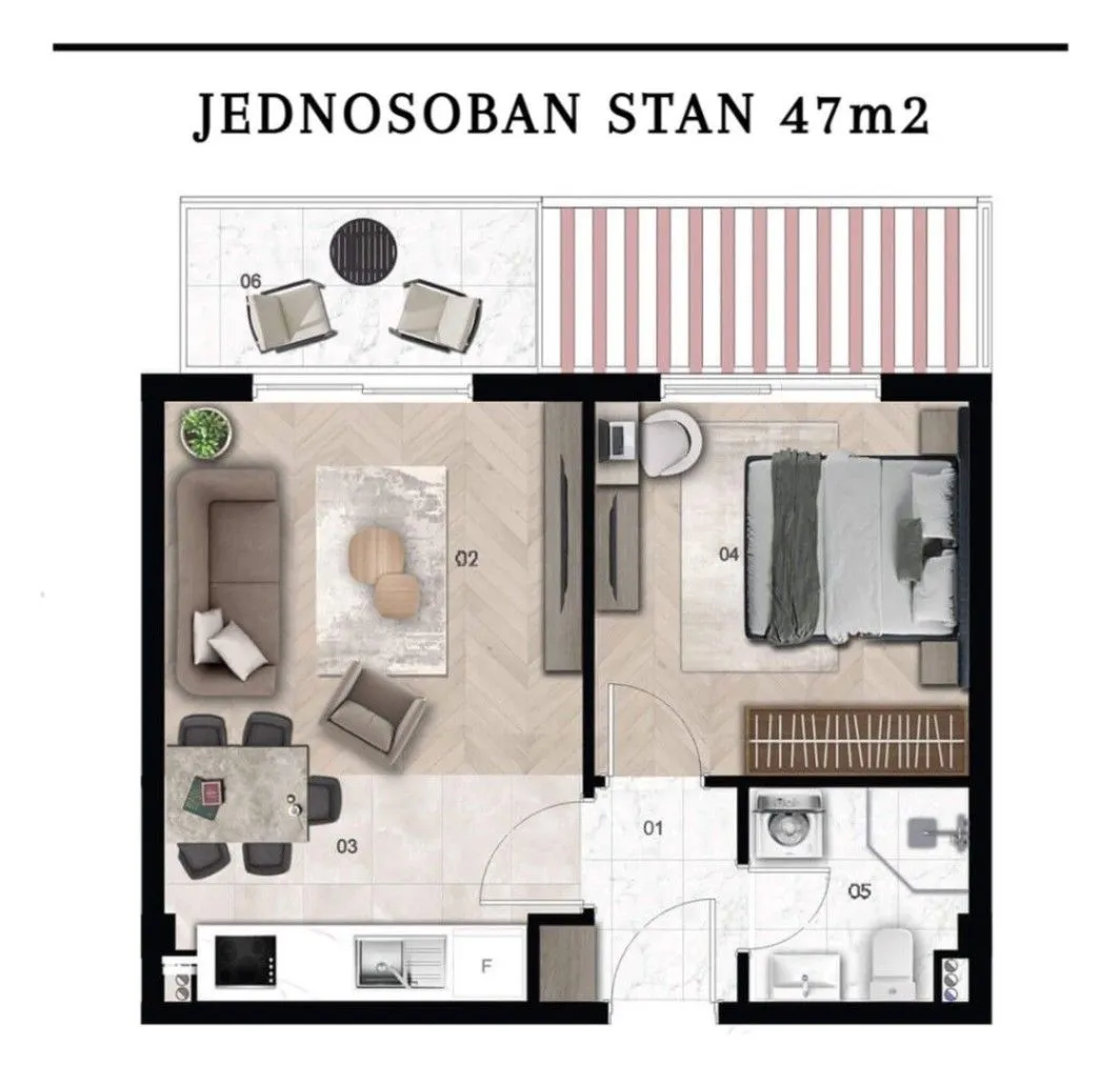 Prodaja, jednosoban stan, 47m², Momišići, Podgorica