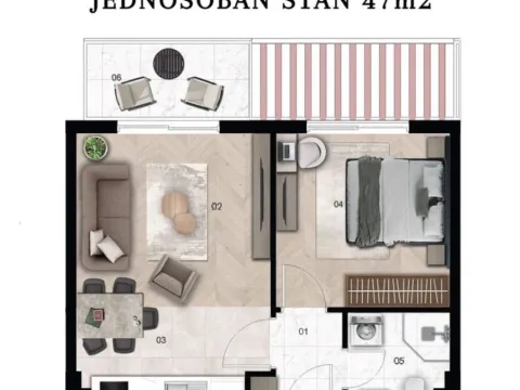 Sale, one bedroom apartment, 47m², Momišići, Podgorica - image 2