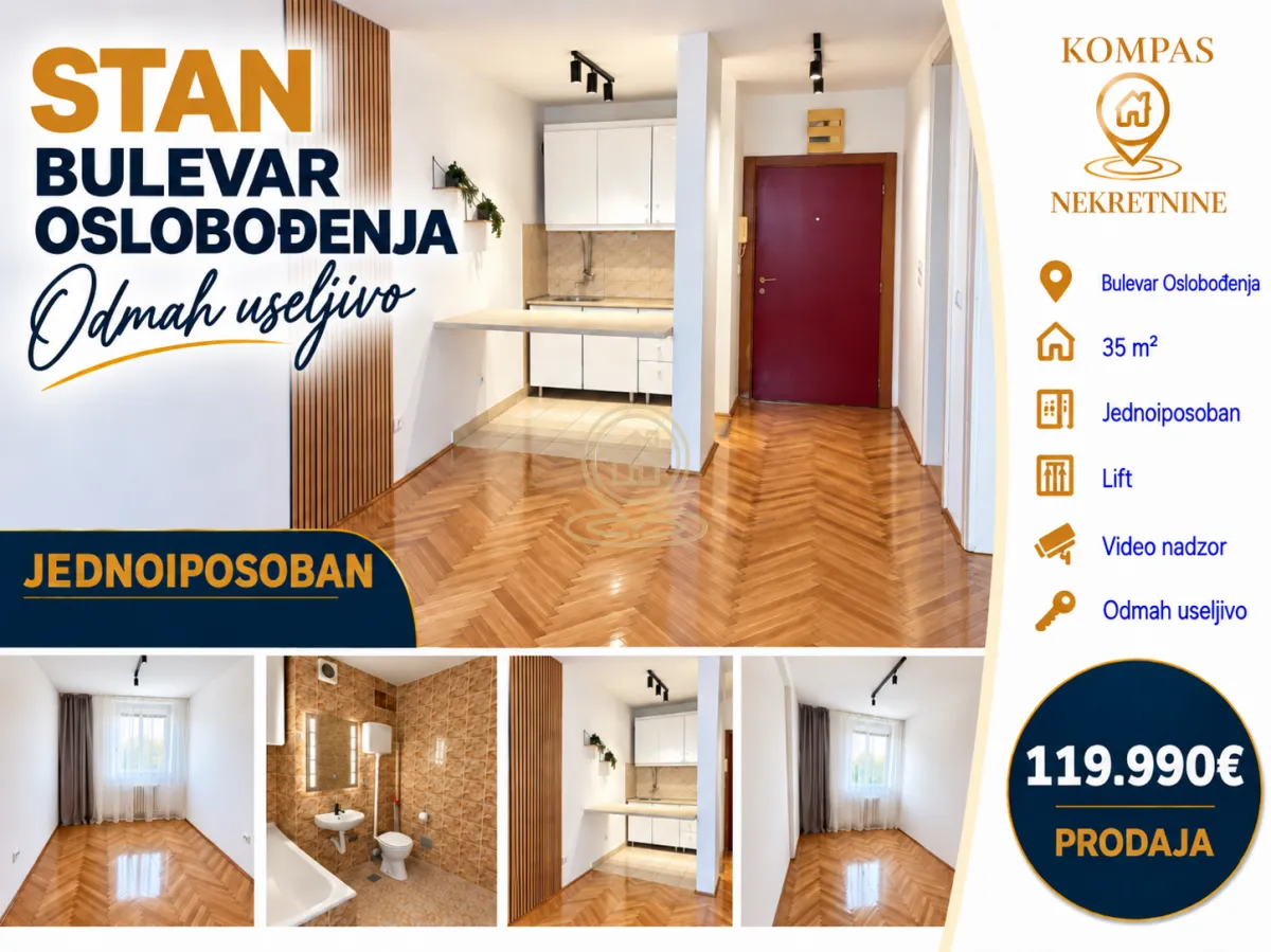 Prodaja, jednosoban stan, 35m², Bulevar Oslobodjenja, Novi Sad Sve Podlokacije