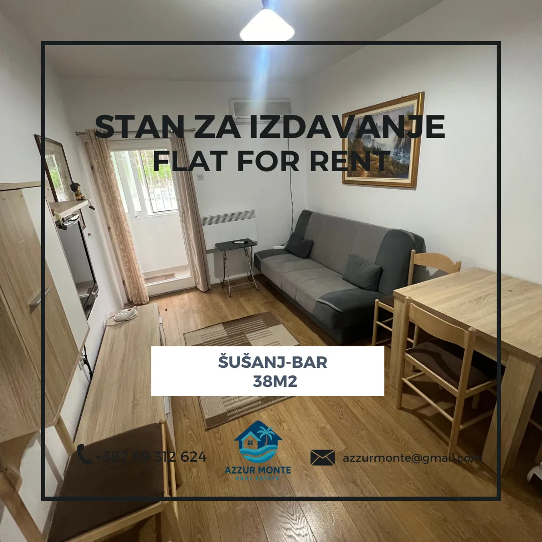 Rent, one bedroom apartment, 38m², Šušanj, Bar