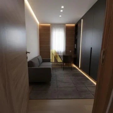 Dnevna soba sa garniturom, radnim stolom i ugradnim plakarom. - image 29