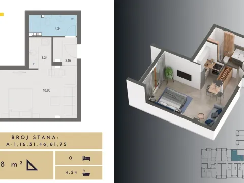 Sale, one bedroom apartment, 42m², Budva, Crna Gora - image 19