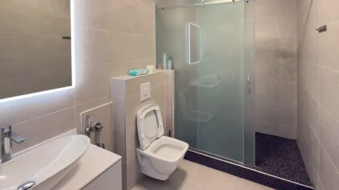 Moderno opremljeno kupatilo sa umivaonikom, WC šoljom i tuš kabinom. - image 9