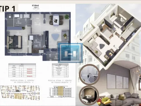 One Bedroom Apartment for Sale, 37m2, Centar, Ćuprija One Bedroom Apartment for Sale, 37m2, Centar, Ćuprija