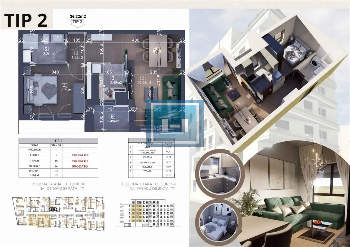 Prodaja, jednosoban stan, 36m², Centar, Ćuprija