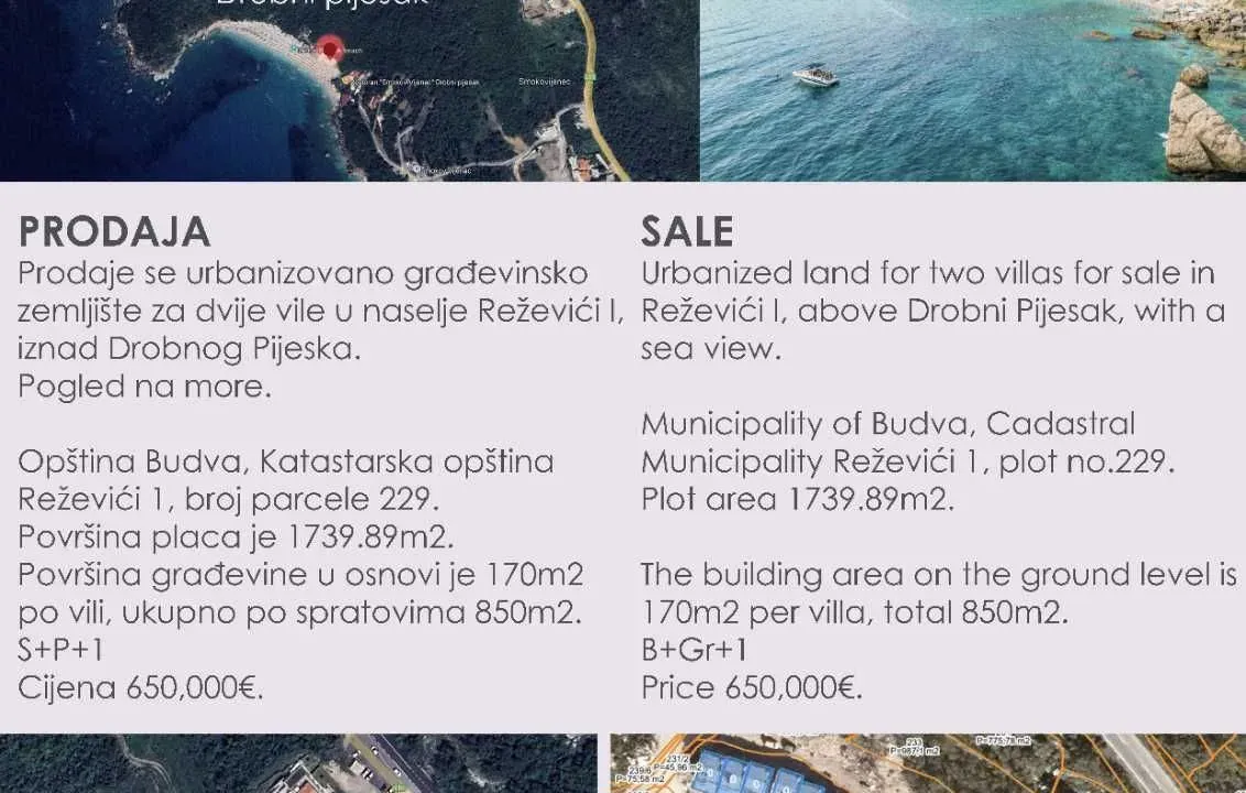 Sale, land lot, 1739m², Reževići, Budva