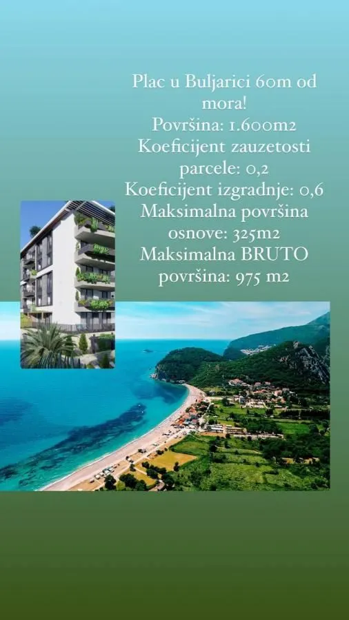 Sale, land lot, 1600m², Buljarica, Budva