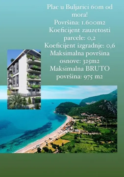 Sale, land lot, 1600m², Buljarica, Budva