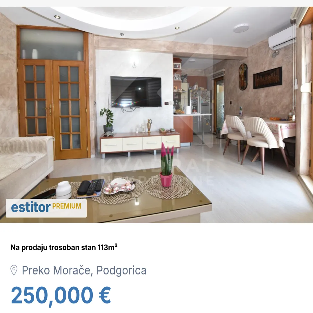 Prodaja, trosoban stan, 113m², Preko Morače, Podgorica