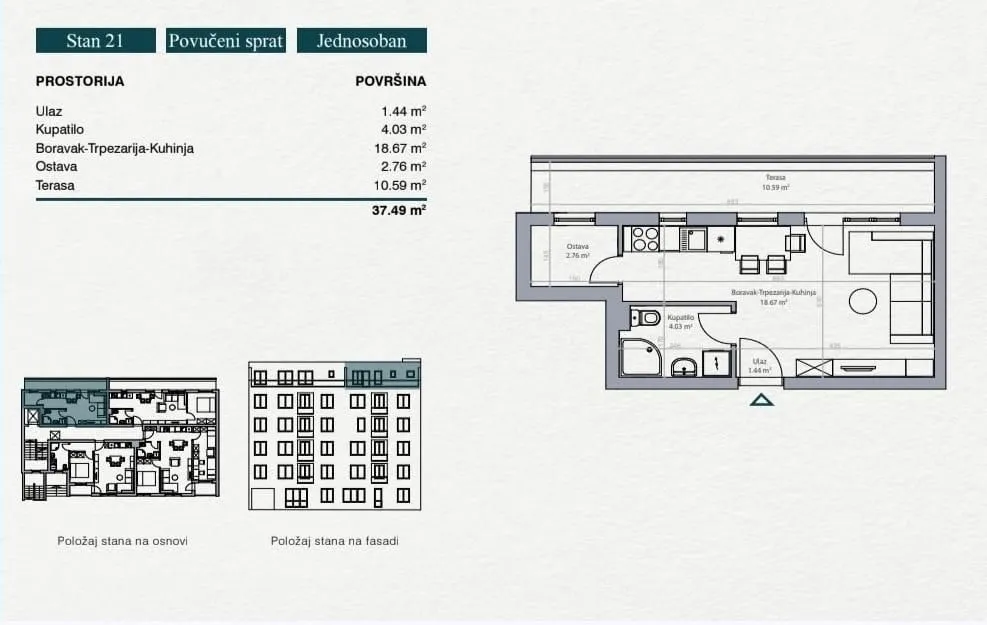 Sale, one bedroom apartment, 37m², Bežanija, Beograd