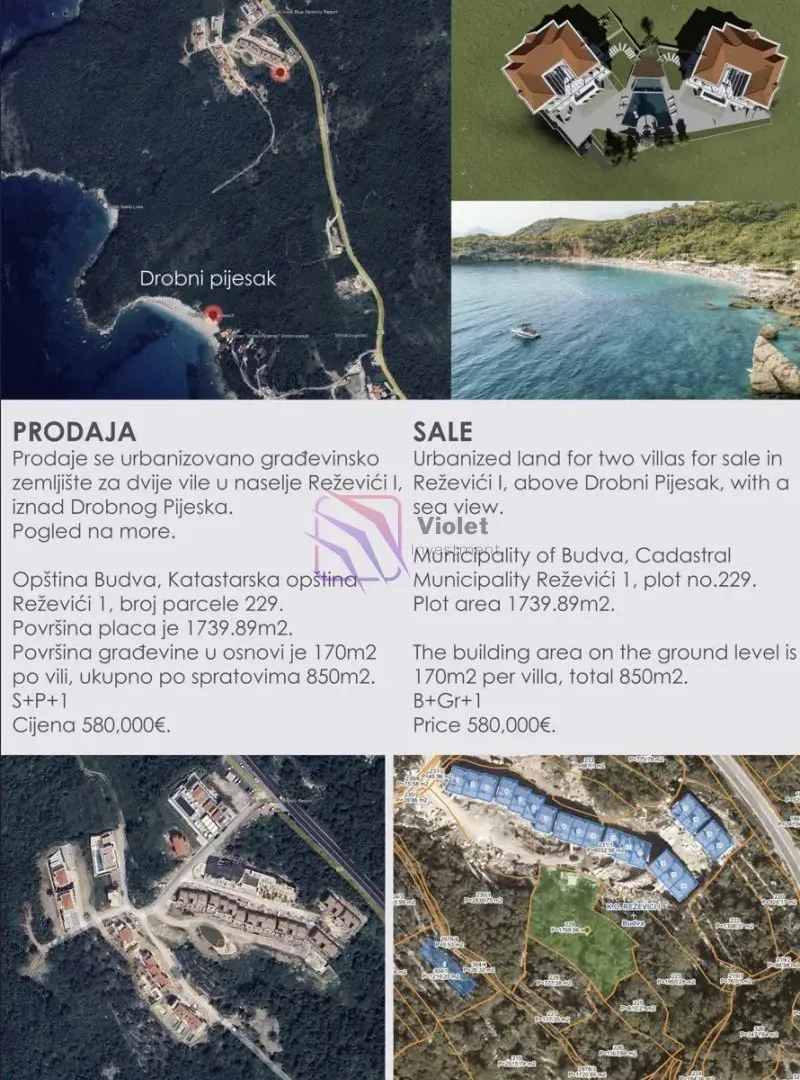 Prodaja, plac, 1739m², Reževići, Budva
