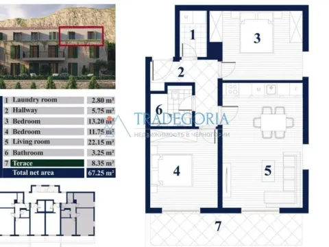Prodaja, dvosoban stan, 67m², Prčanj, Kotor - image 21