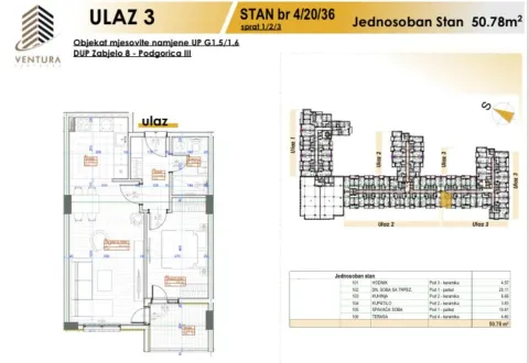 Prodaja, jednosoban stan, 50m², Zabjelo, Podgorica - Plan prostora - image 7