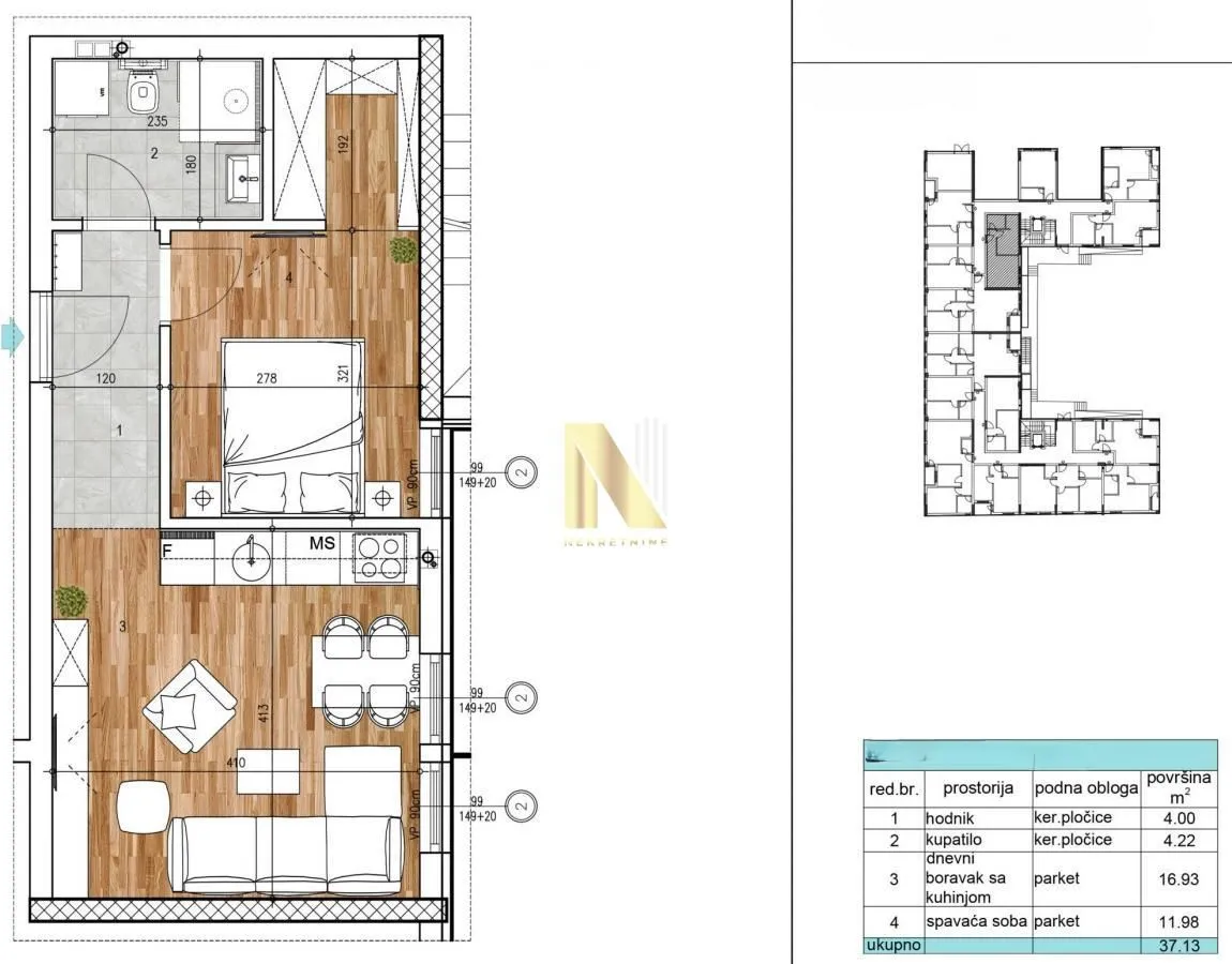 Prodaja, jednosoban stan, 37m², Sajmište, Novi Sad