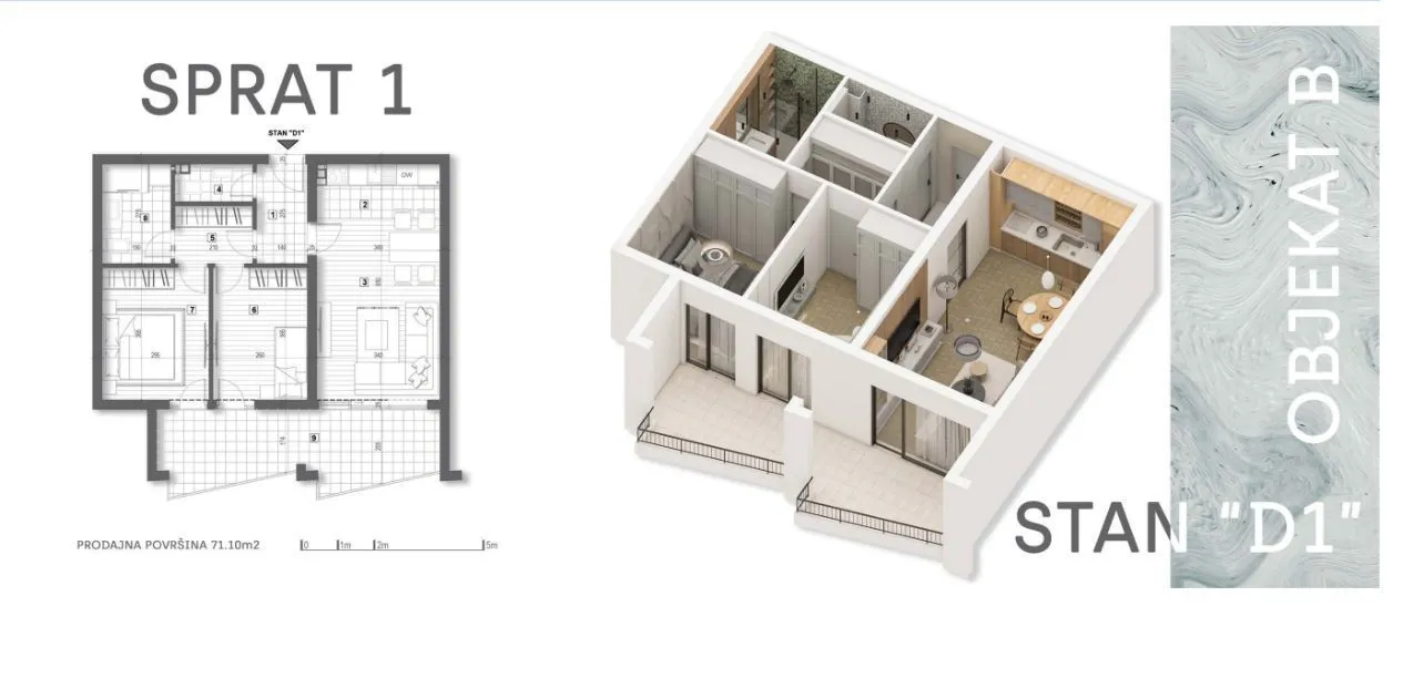 Sale, two bedroom apartment, 72m², Kotor, Crna Gora