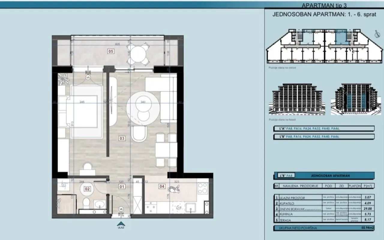 Sale, one bedroom apartment, 42m², Bar, Crna Gora