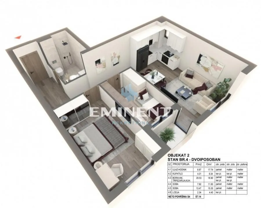 Prodaja, dvosoban stan, 57m², Zemun Gornji Grad, Zemun Sve Podlokacije