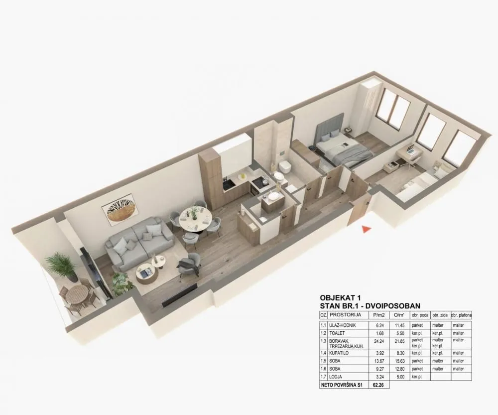 Prodaja, dvosoban stan, 62m², Zemun Gornji Grad, Zemun Sve Podlokacije