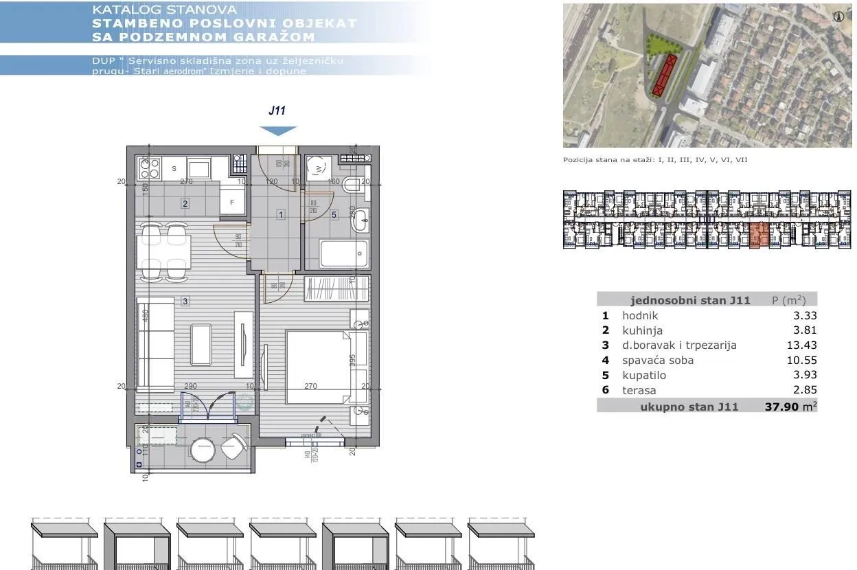 Prodaja, garsonjera, 38m², Stari Aerodrom, Podgorica
