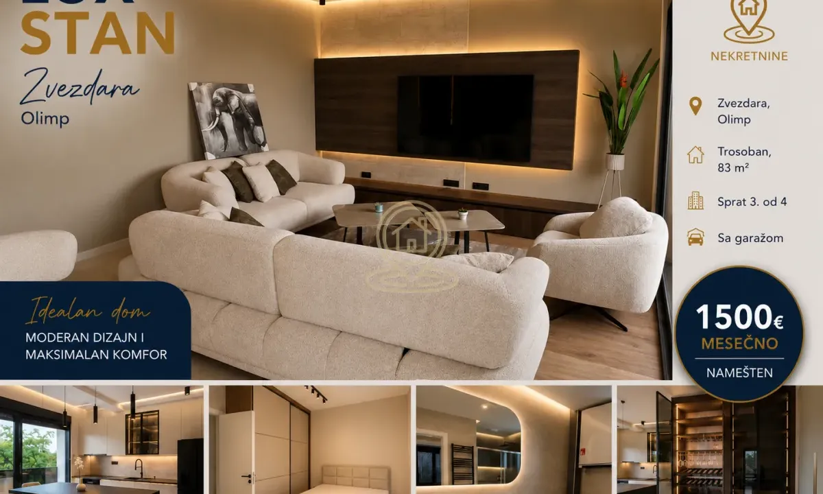 Izdavanje, trosoban stan, 82m², Olimp, Zvezdara Sve Podlokacije