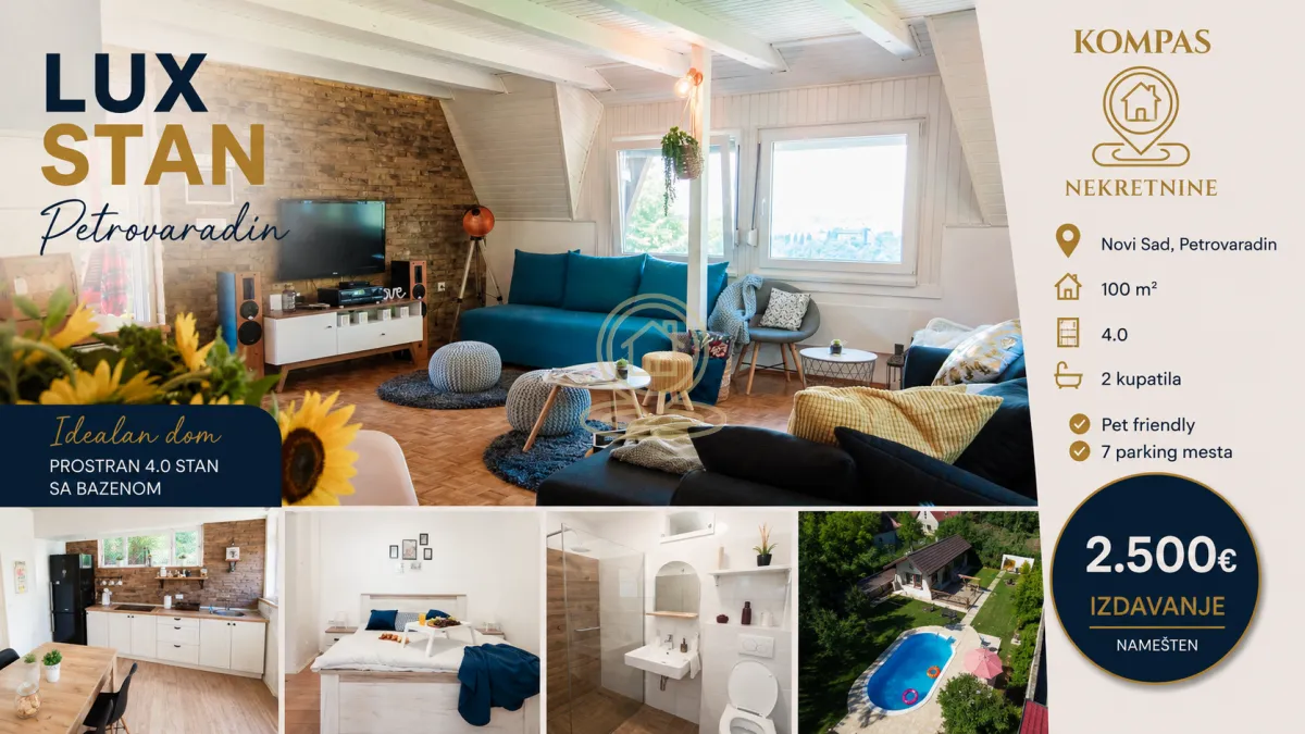 Rent, four bedroom apartment, 100m², Petrovaradin, Novi Sad